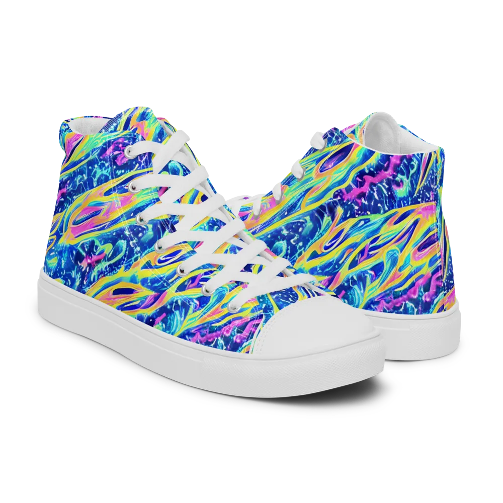 Luminous Rapids on Women's High Top Canvas Shoes — Right