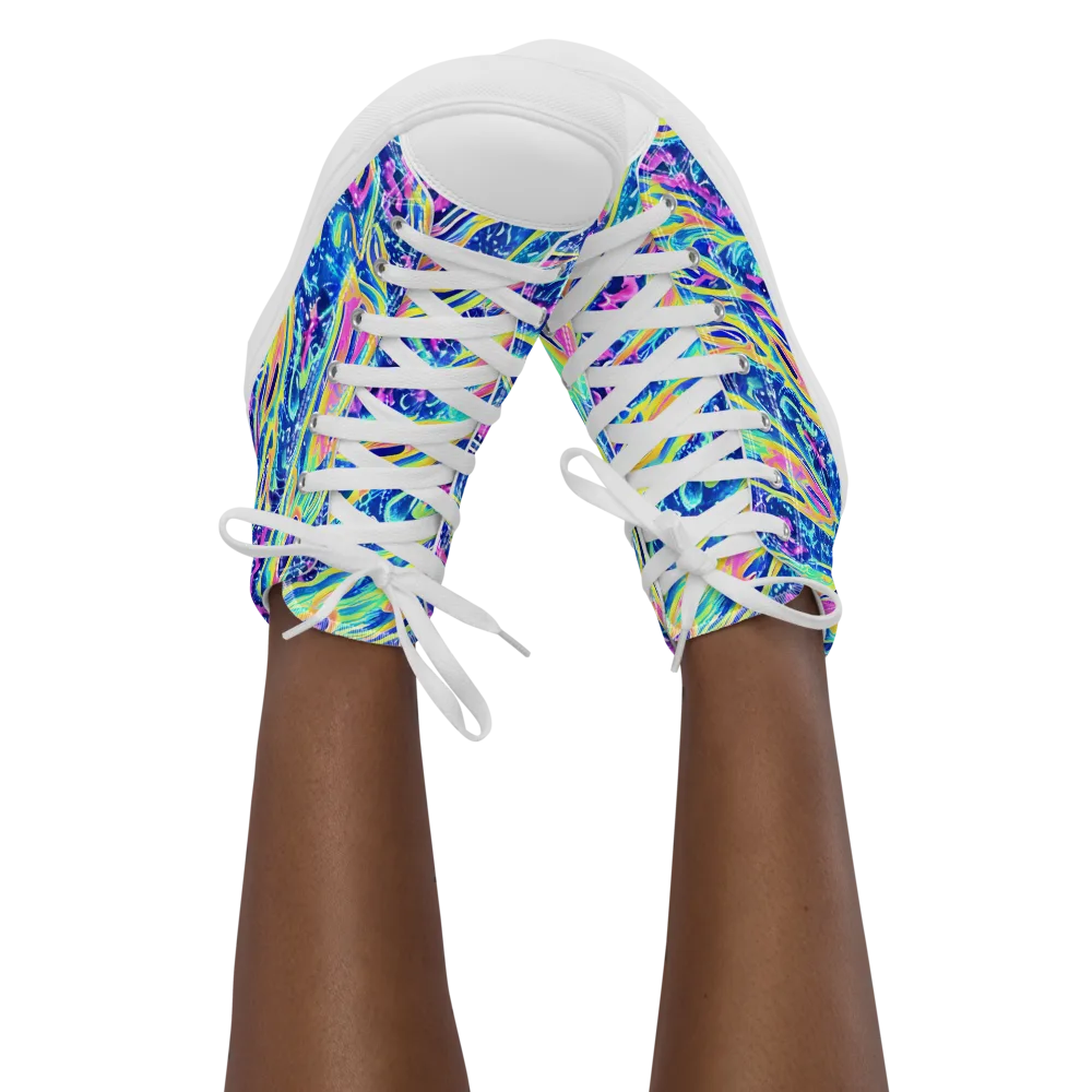 Luminous Rapids on Women's High Top Canvas Shoes — Front