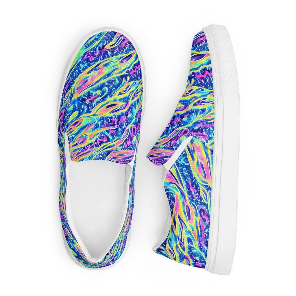 Luminous Rapids on Men's Slip-On Canvas Shoes — Front