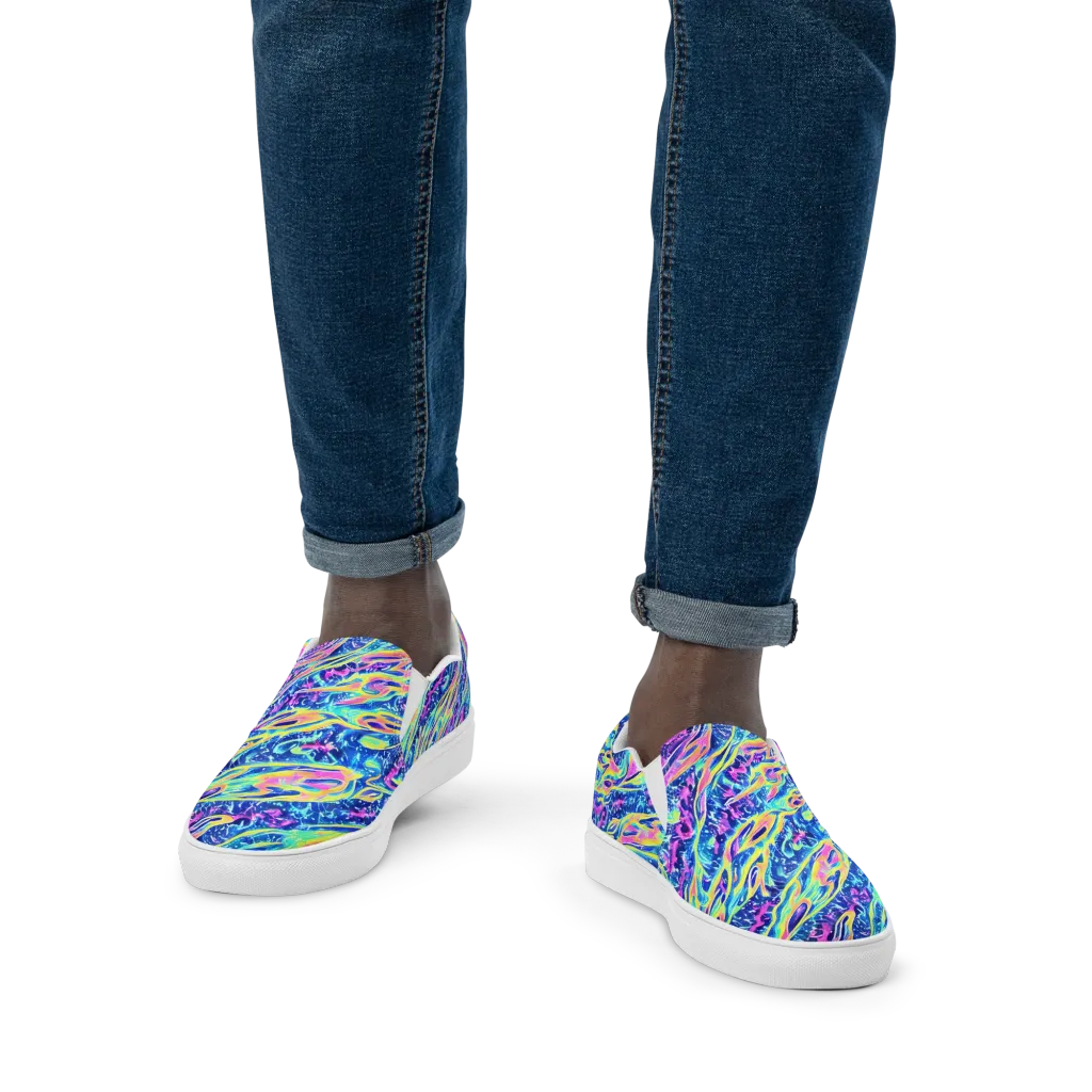 Luminous Rapids on Men's Slip-On Canvas Shoes — Front