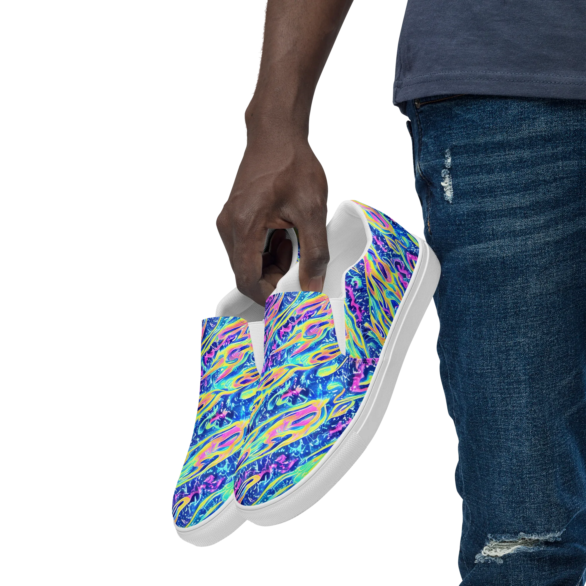 Luminous Rapids on Men's Slip-On Canvas Shoes — Left Front