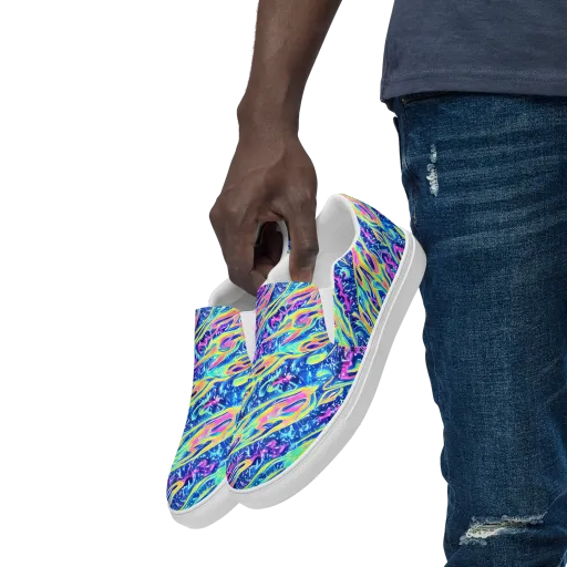 Luminous Rapids on a Men's Slip-On Canvas Shoes