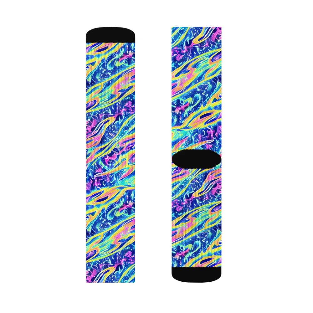 Luminous Rapids on Socks — Left Sock