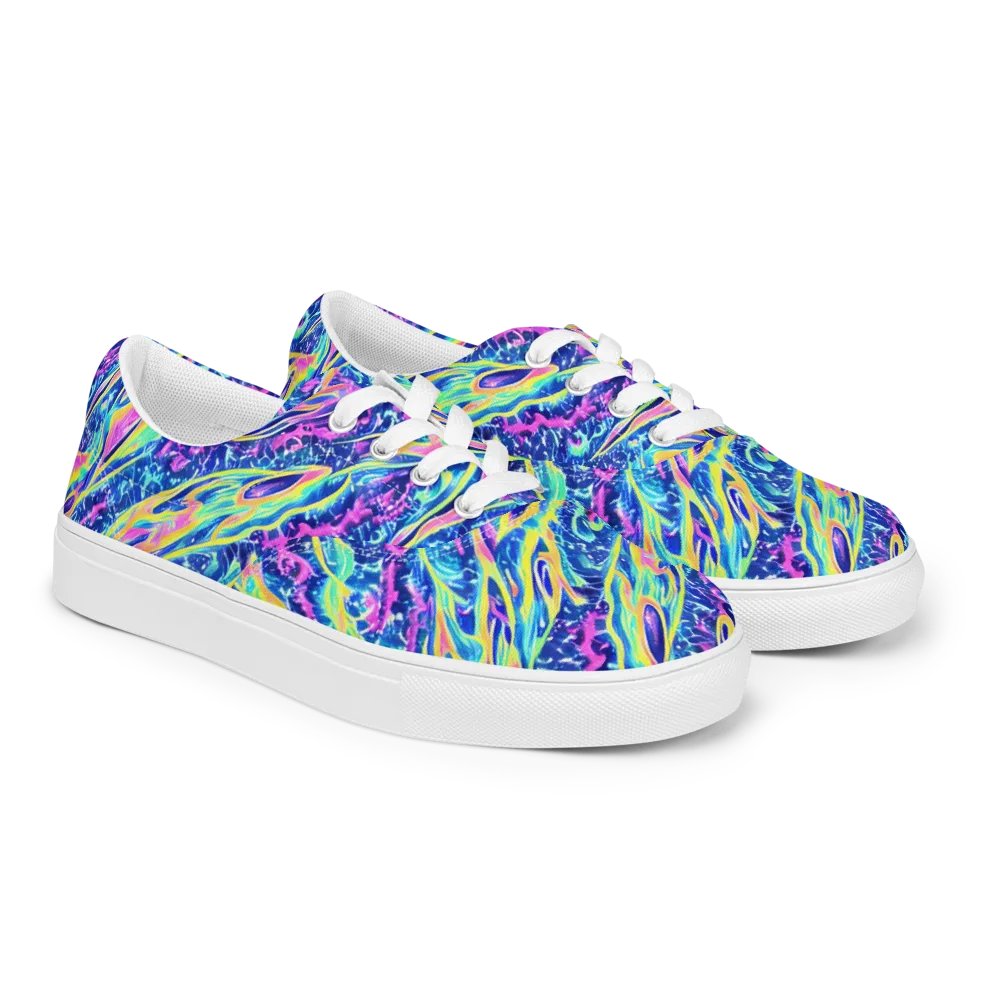 Luminous Rapids on Men's Lace-Up Canvas Shoes — Right Front