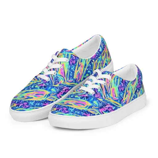 Luminous Rapids on a Men's Lace-Up Canvas Shoes