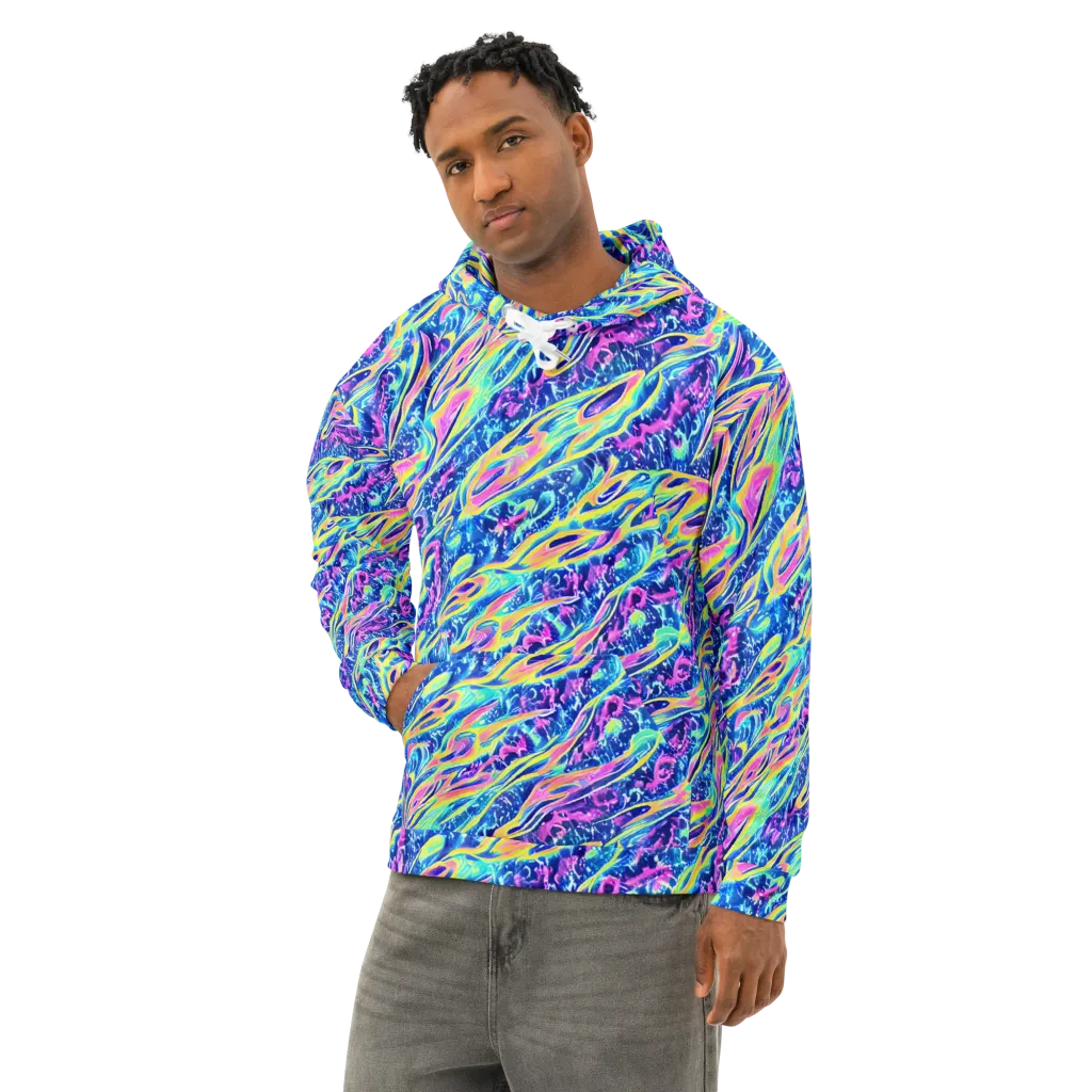Luminous Rapids on Cotton Hoodie — Left Front