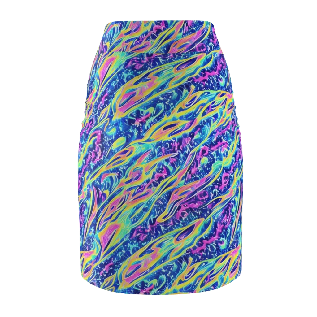 Luminous Rapids on Pencil Skirt — Back