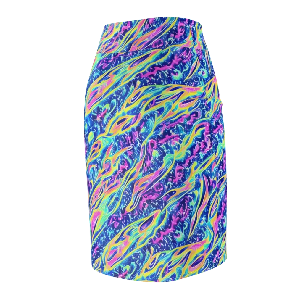 Luminous Rapids on Pencil Skirt — Back Side