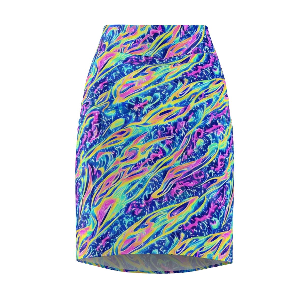 Luminous Rapids on Pencil Skirt — Front