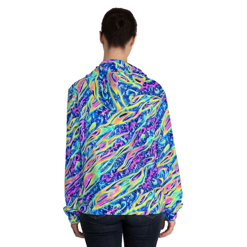 Luminous Rapids on Women's Full-Zip Hoodie — Back On Person