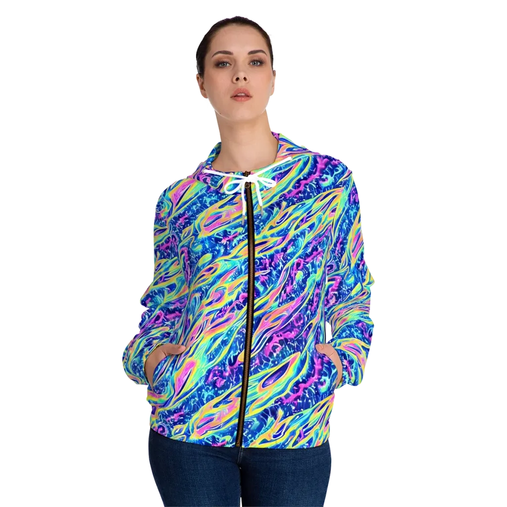 Luminous Rapids on Women's Full-Zip Hoodie — Front On Person