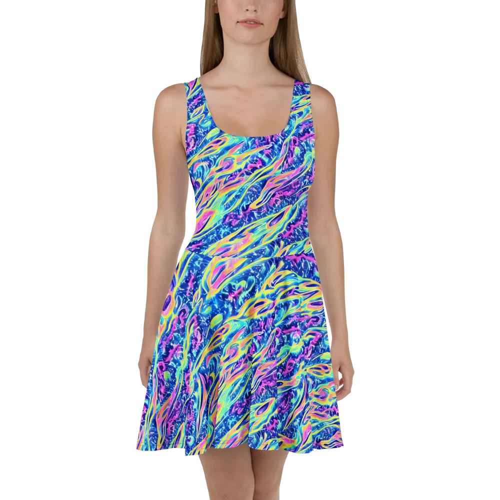 Luminous Rapids on Skater Dress — Front