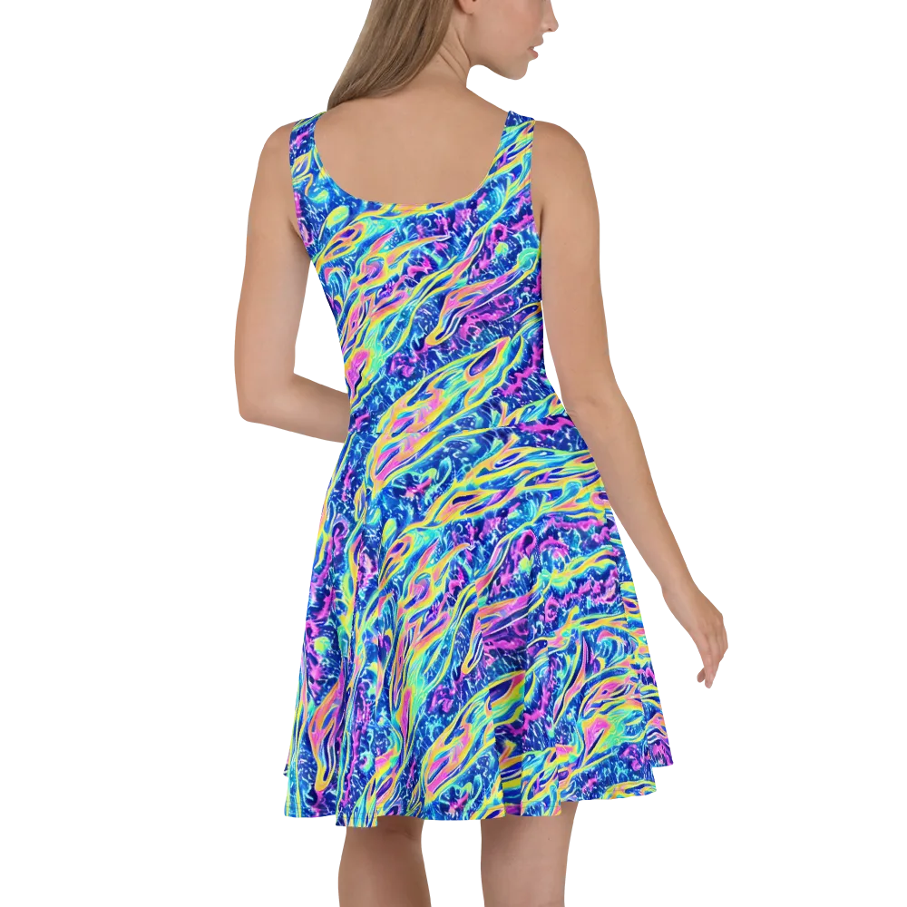 Luminous Rapids on Skater Dress — Back