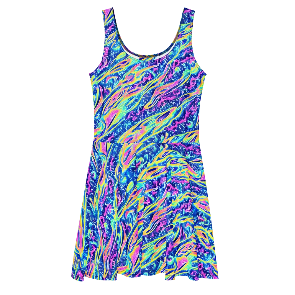 Luminous Rapids on Skater Dress — Front