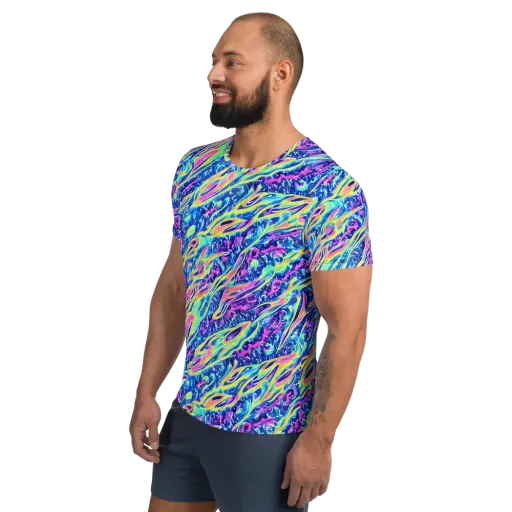 Luminous Rapids on a Men's Athletic T-Shirt