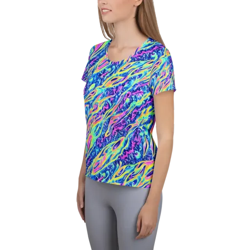 Luminous Rapids on a Women's Athletic T-Shirt