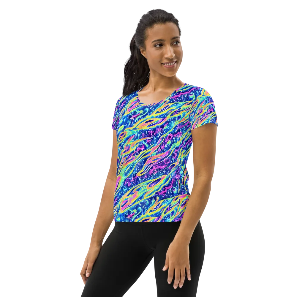 Luminous Rapids on Women's Athletic T-Shirt — Left
