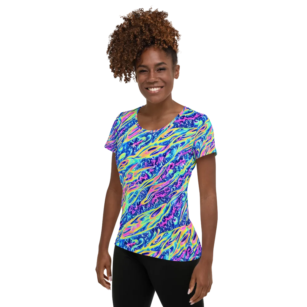 Luminous Rapids on Women's Athletic T-Shirt — Left