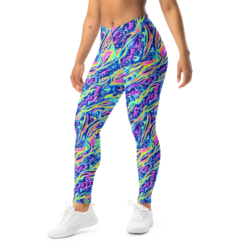 Luminous Rapids on Leggings — Left Front