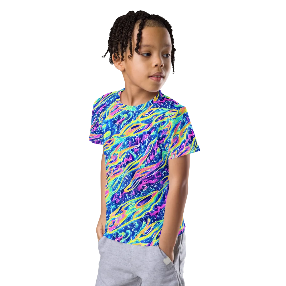 Luminous Rapids on Kids Crew Neck T-Shirt — Left Front