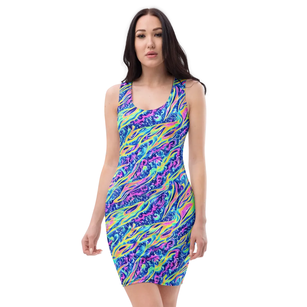 Luminous Rapids on Bodycon Dress — Front