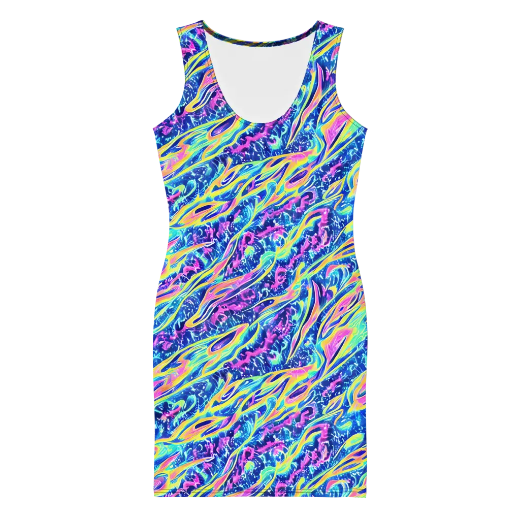 Luminous Rapids on Bodycon Dress — Front