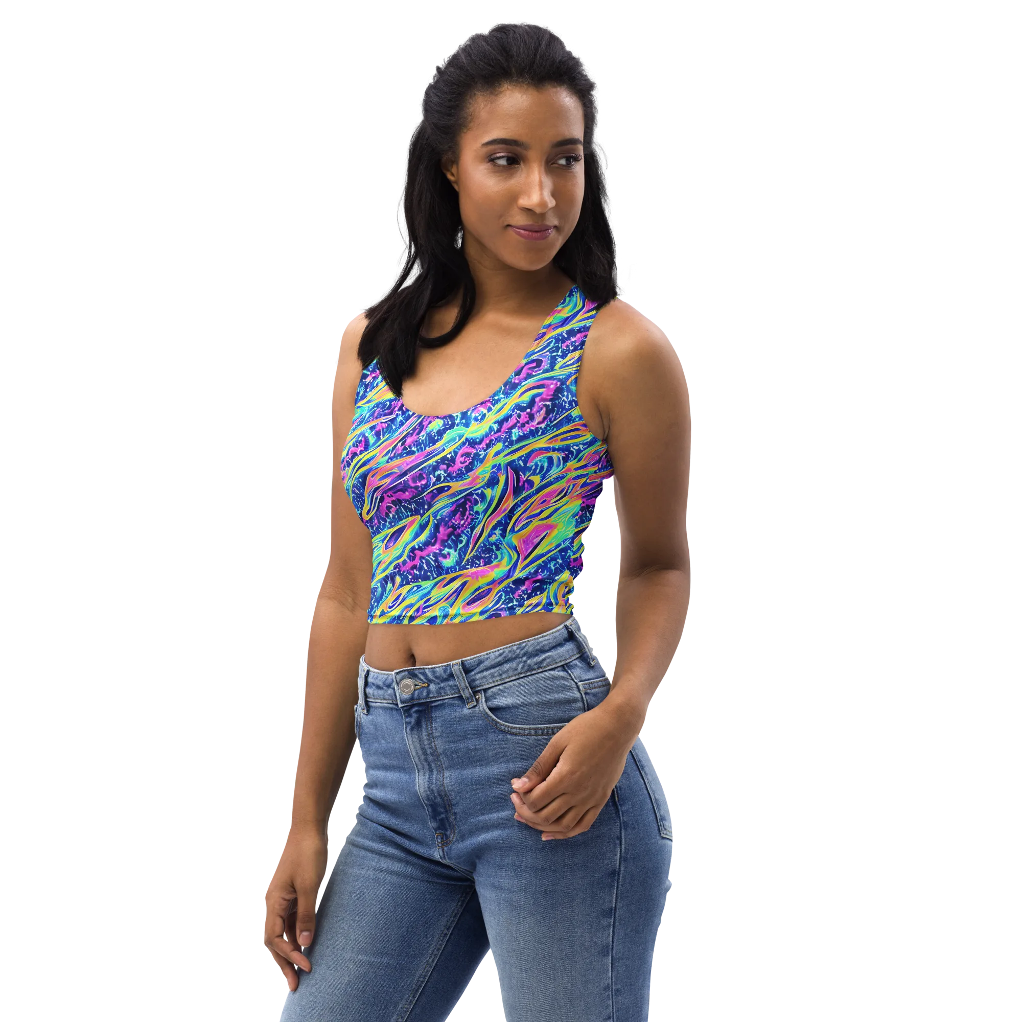 Luminous Rapids on Crop Top — Left Front
