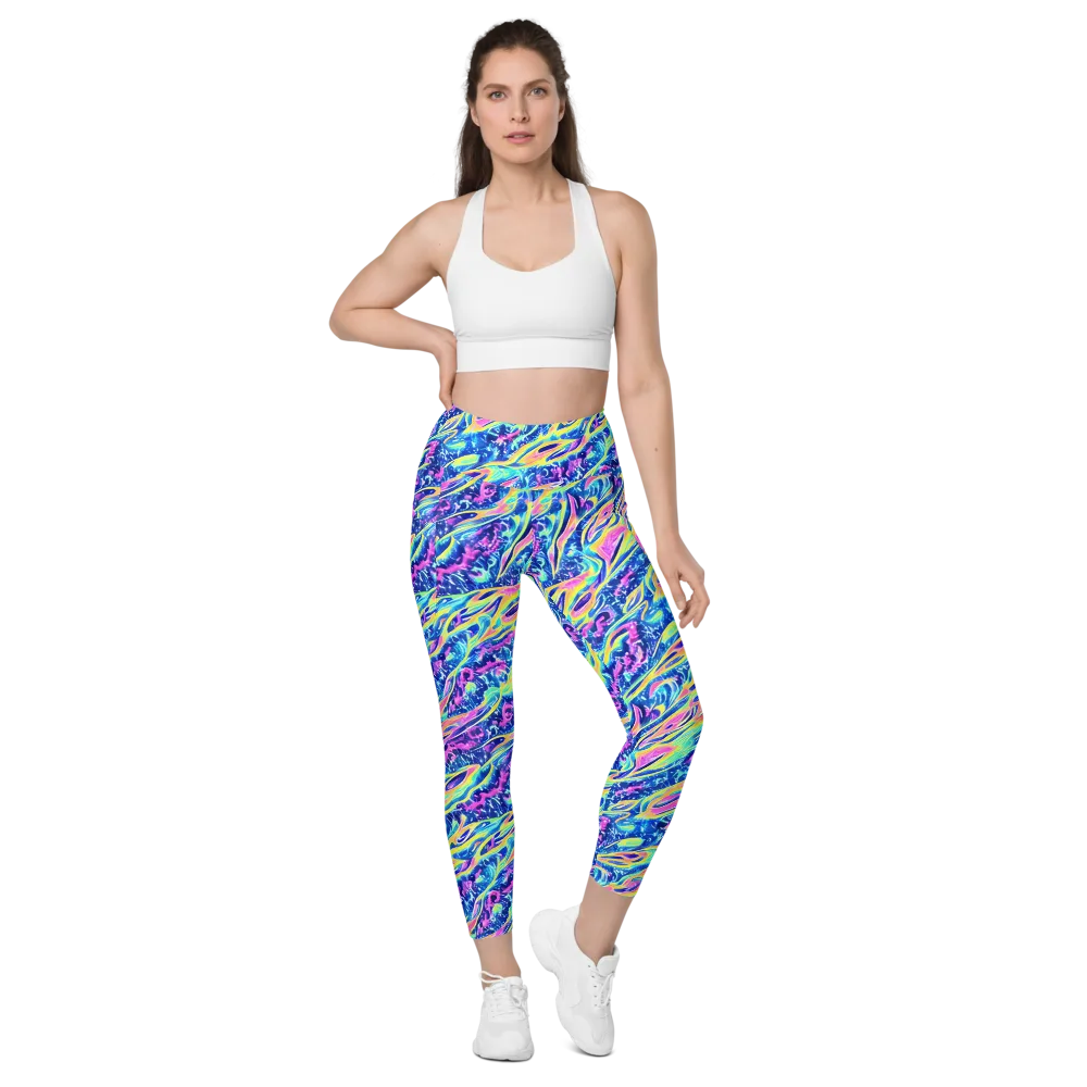 Luminous Rapids on Leggings with Pockets — Front