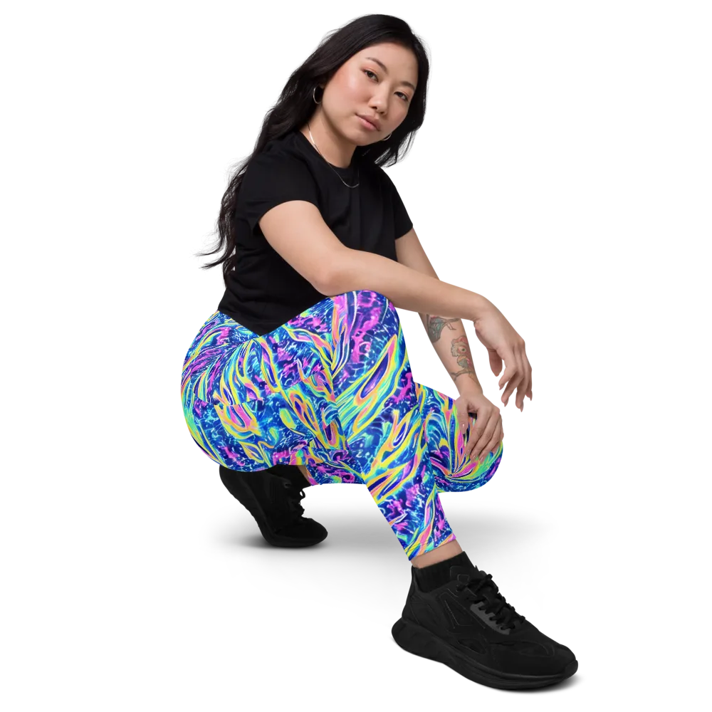 Luminous Rapids on Leggings with Pockets — Right Front