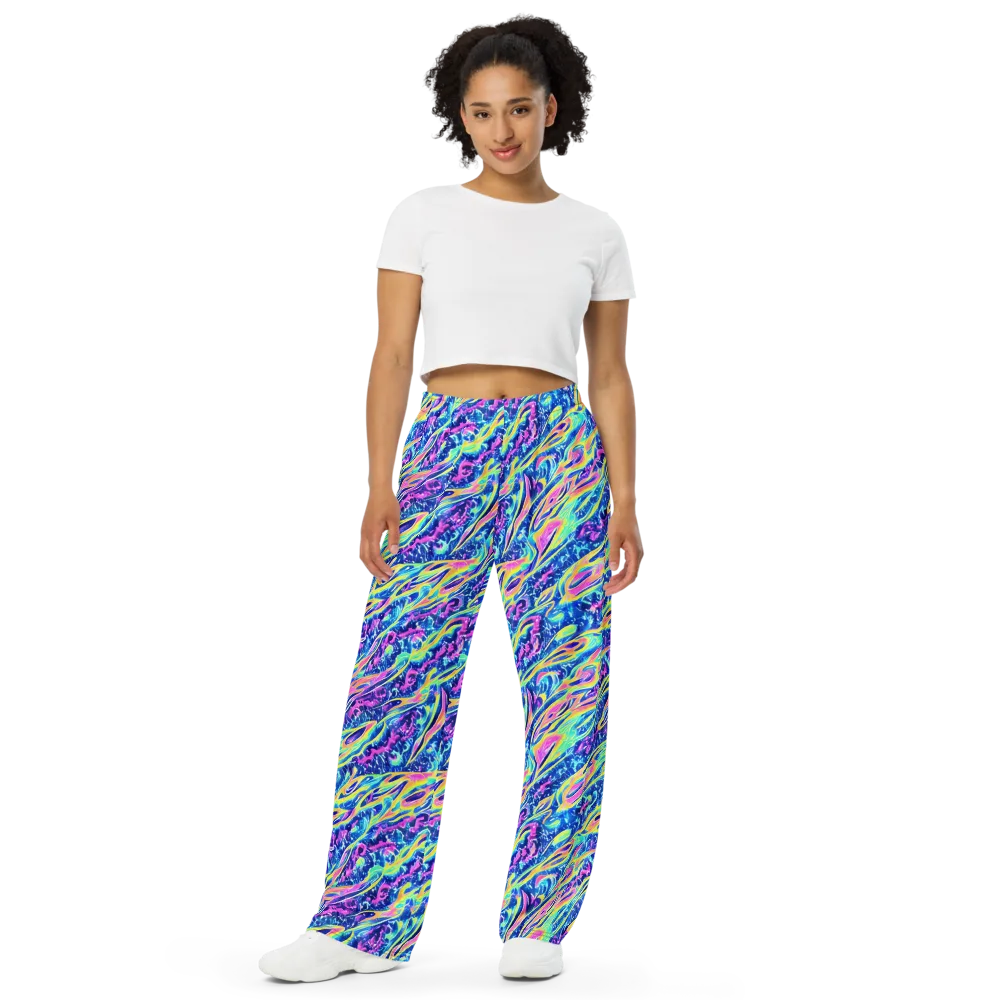 Luminous Rapids on Wide-Leg Pants — Front
