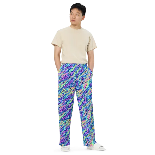 Luminous Rapids on a Wide-Leg Pants