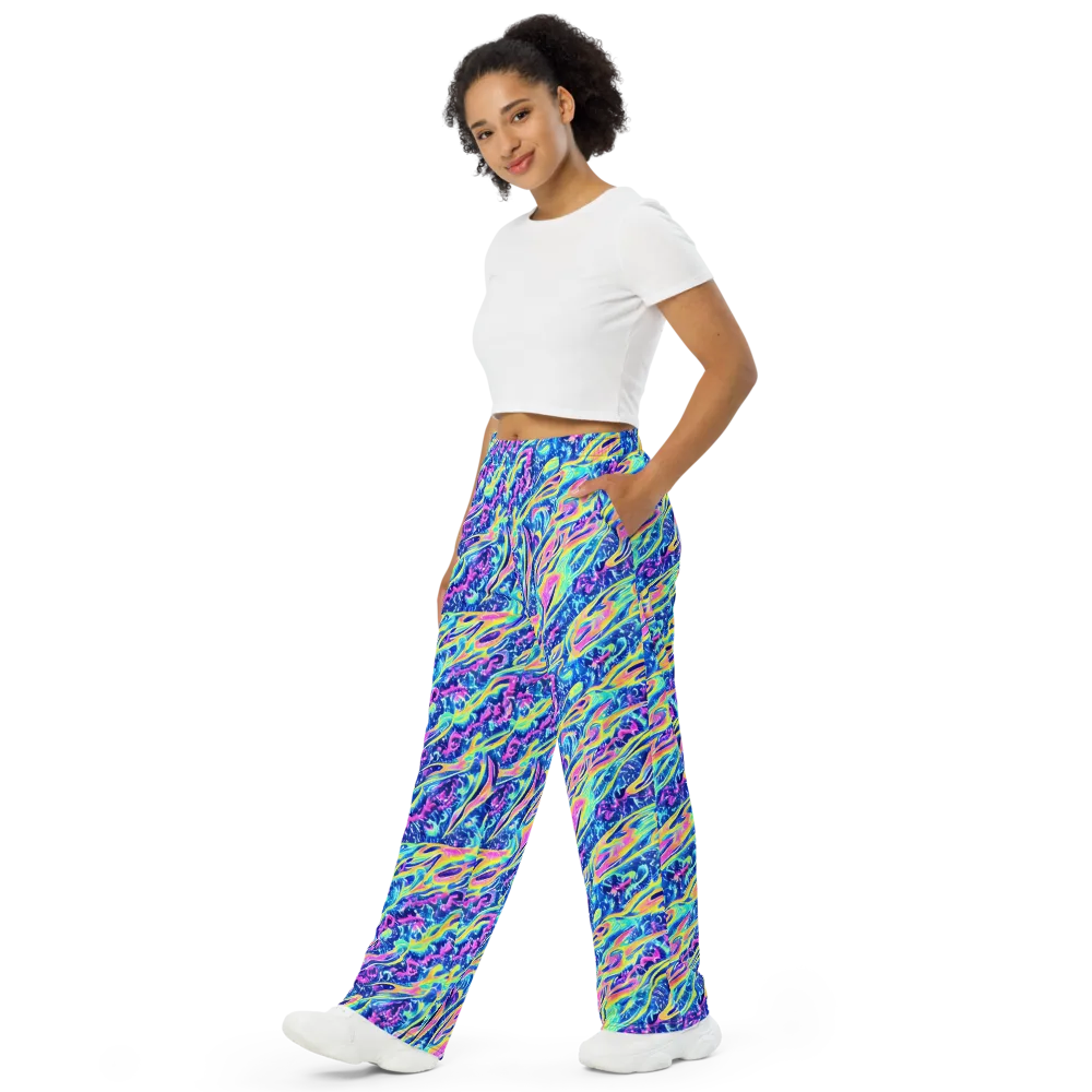 Luminous Rapids on Wide-Leg Pants — Left Front