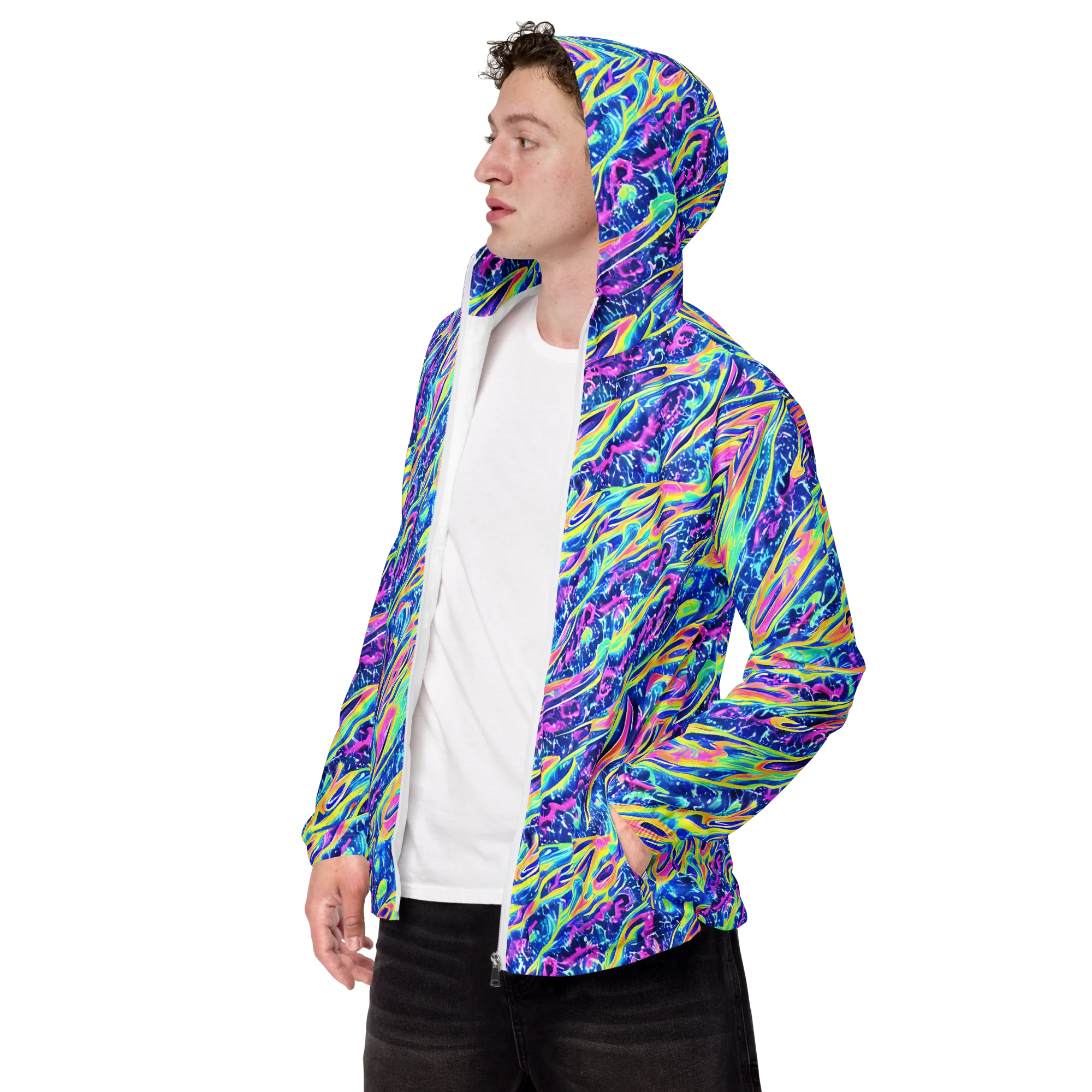Luminous Rapids on Men's Windbreaker — Left Front