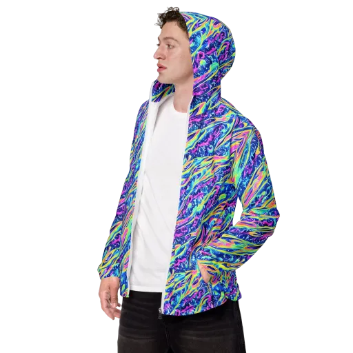 Luminous Rapids on a Men's Windbreaker