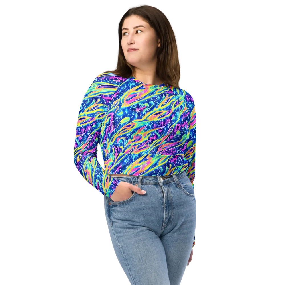 Luminous Rapids on Long Sleeve Crop Top — Front