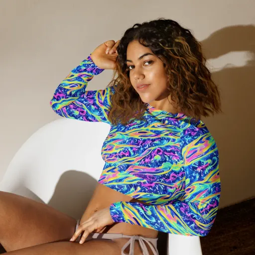 Luminous Rapids on a Long Sleeve Crop Top