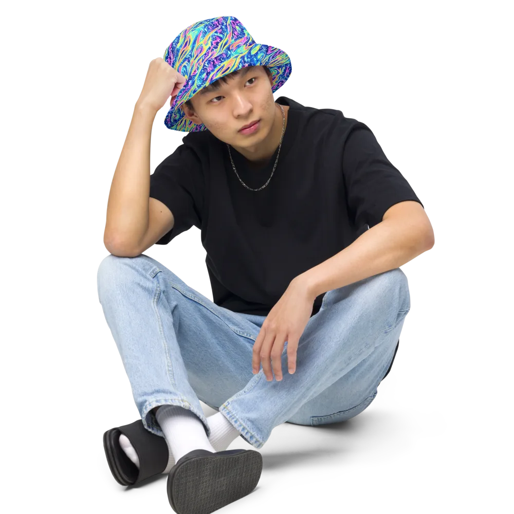 Luminous Rapids on Reversible Bucket Hat — Front 2 Inside