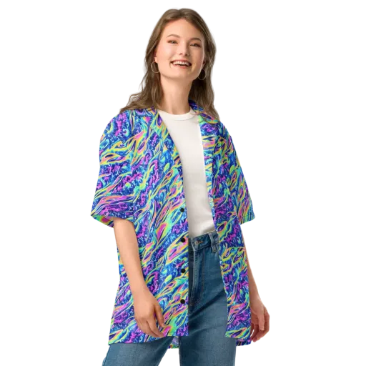 Luminous Rapids on a Button Shirt