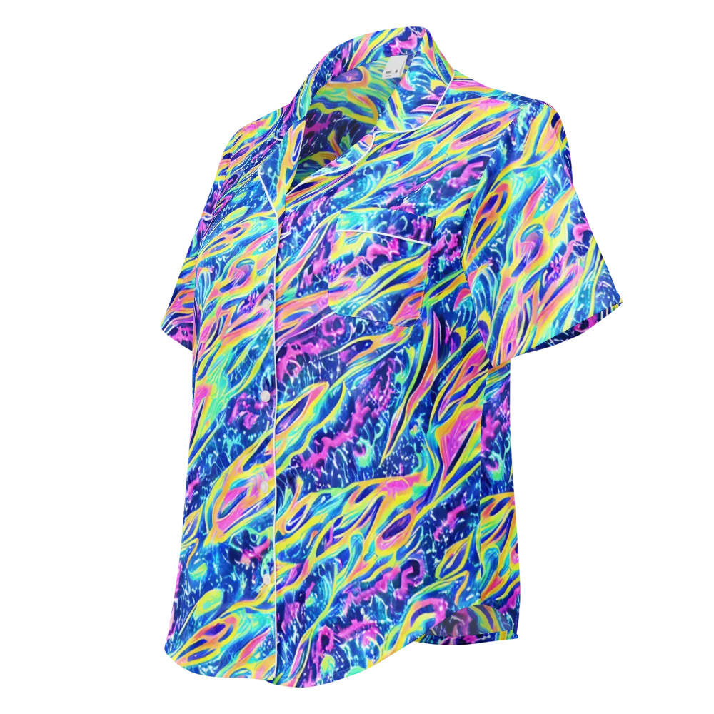 Luminous Rapids on Women's Short Sleeve Pajama Top — Left Front