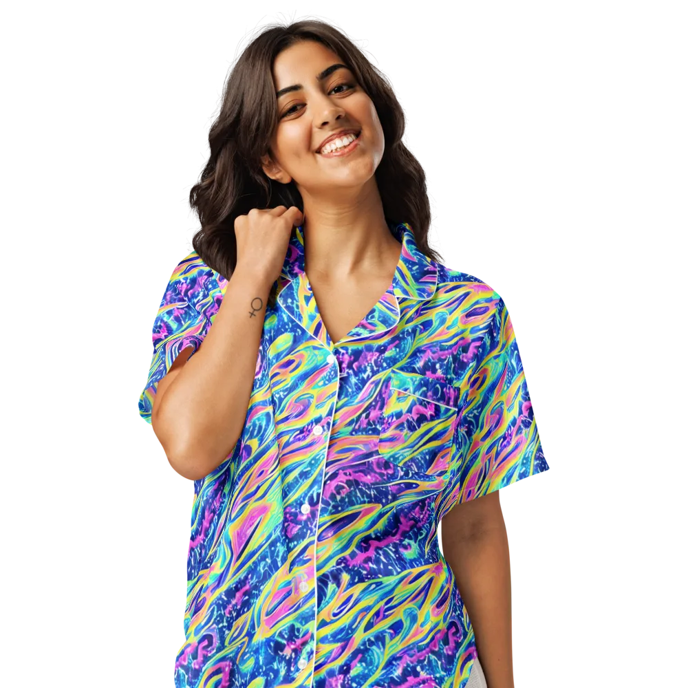 Luminous Rapids on Women's Short Sleeve Pajama Top — Front