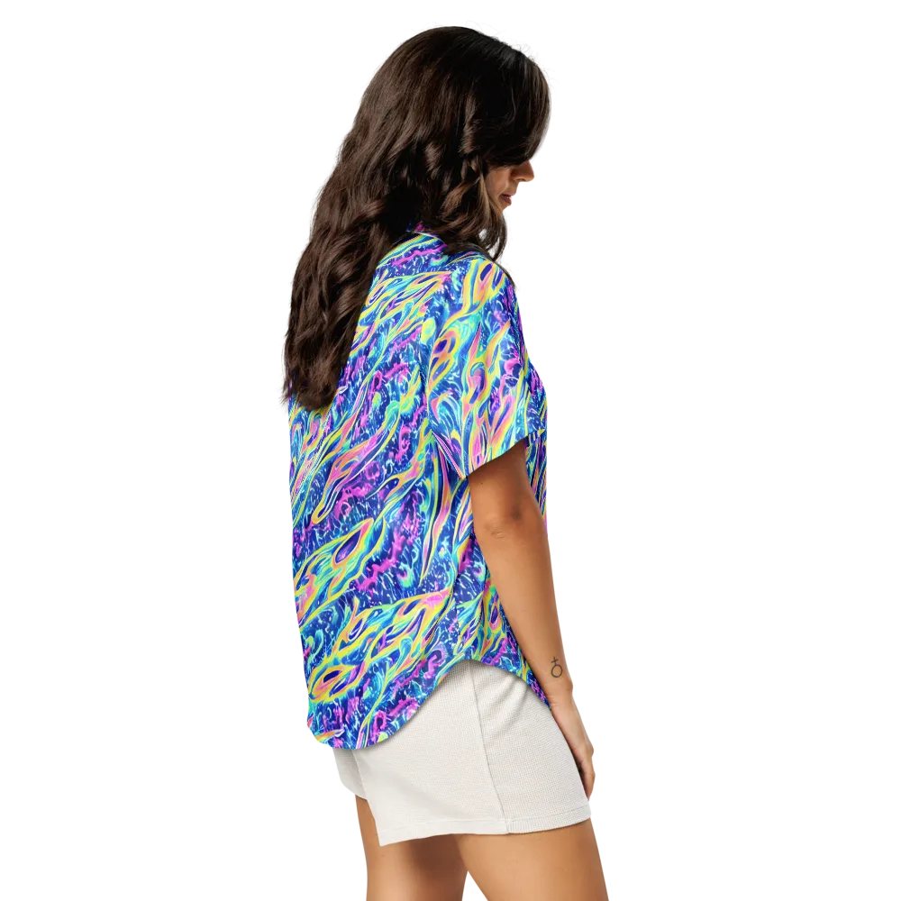 Luminous Rapids on Women's Short Sleeve Pajama Top — Right Back