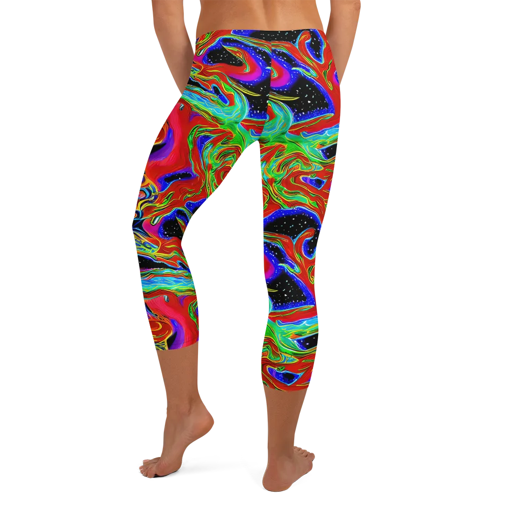 Galactic Torrent on Capri Leggings — Back
