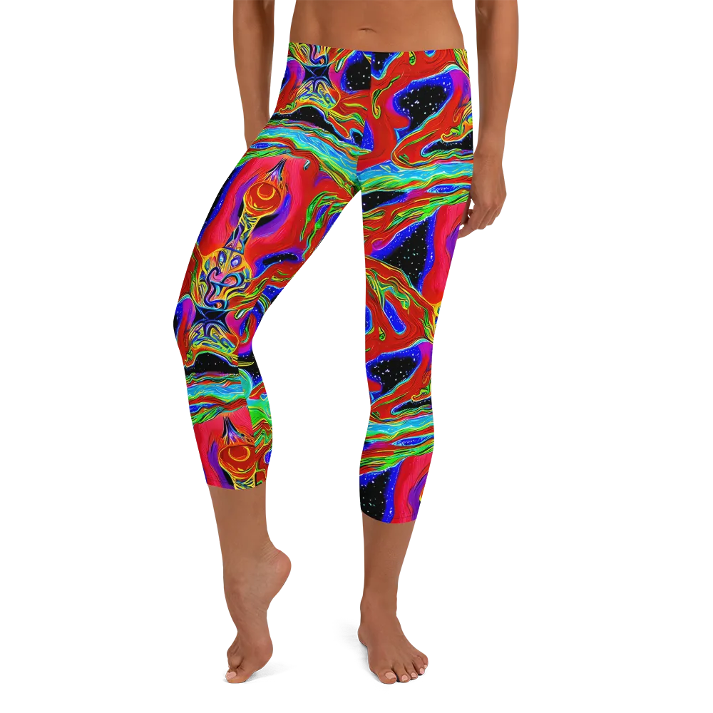 Galactic Torrent on Capri Leggings — Front
