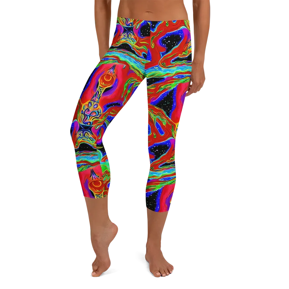 Galactic Torrent on Capri Leggings — Front