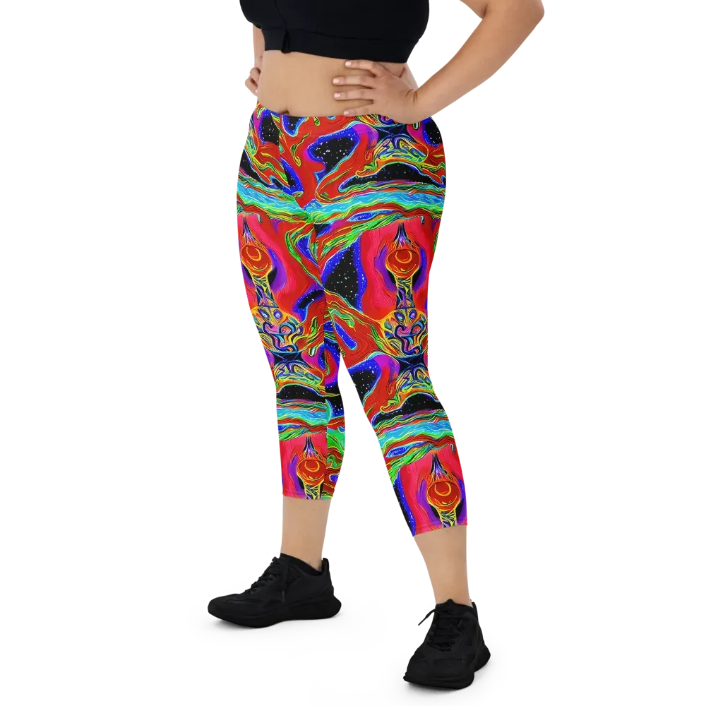 Galactic Torrent on Capri Leggings — Front
