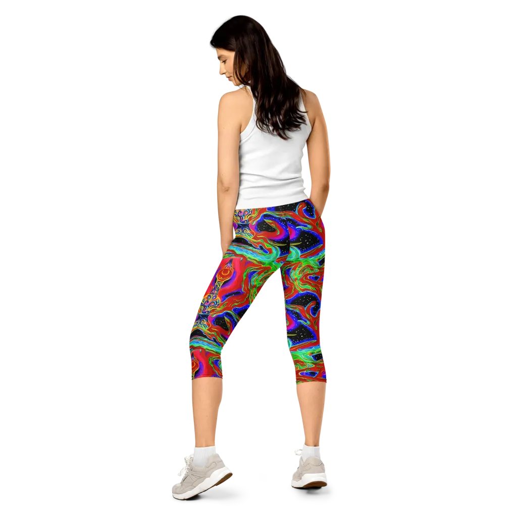 Galactic Torrent on Capri Leggings — Back