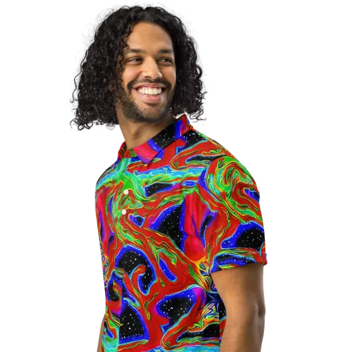 Galactic Torrent on a Men's Slim Fit Polo Shirt