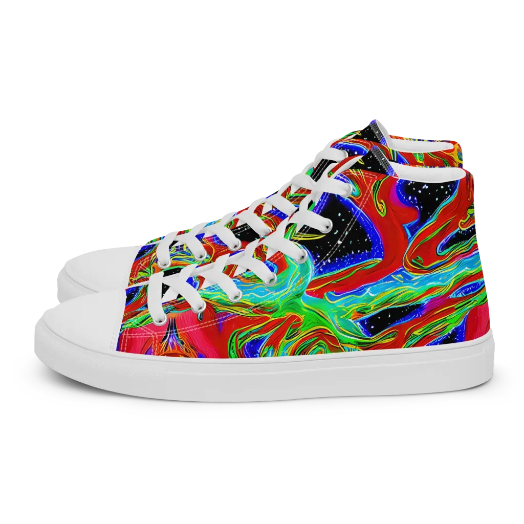 Galactic Torrent on Men's High Top Canvas Shoes — Left