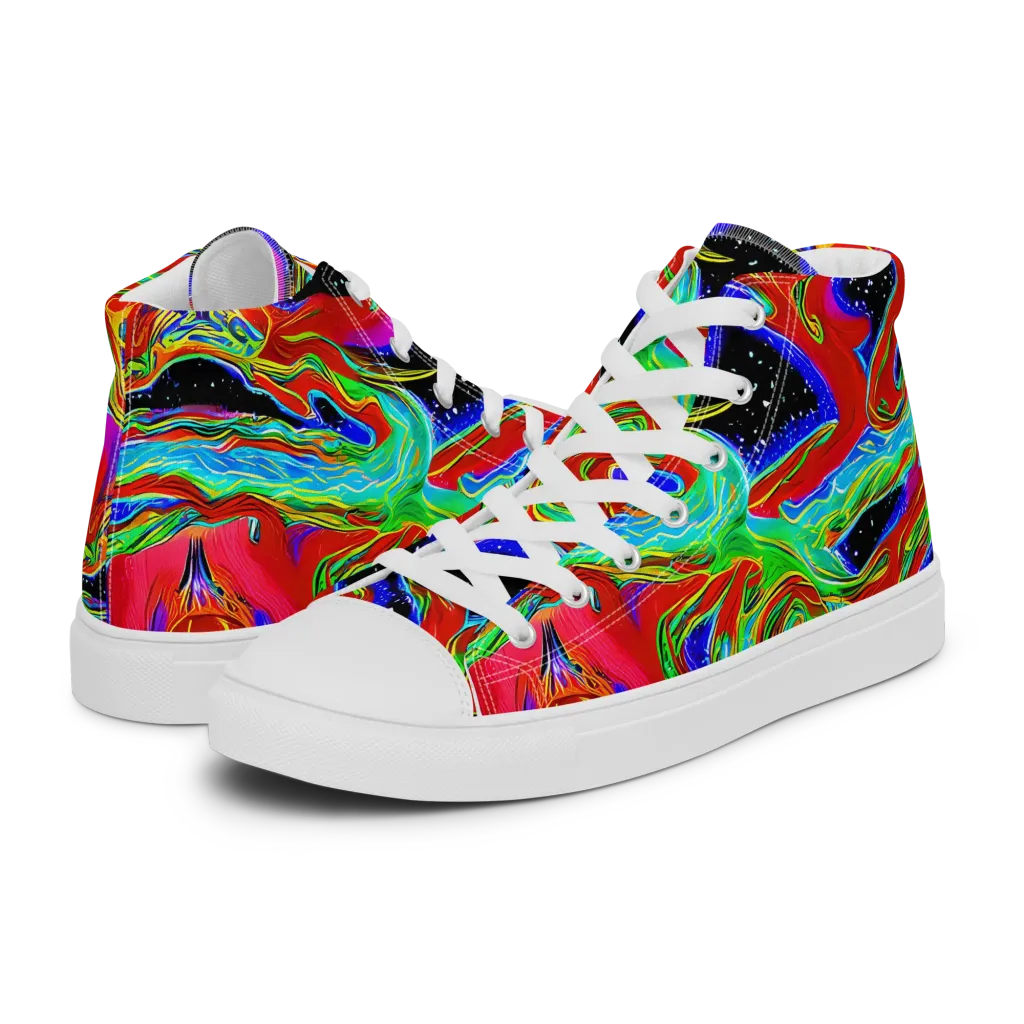 Galactic Torrent on Men's High Top Canvas Shoes — Left