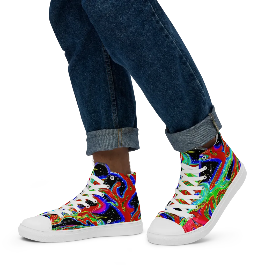 Galactic Torrent on Men's High Top Canvas Shoes — Left